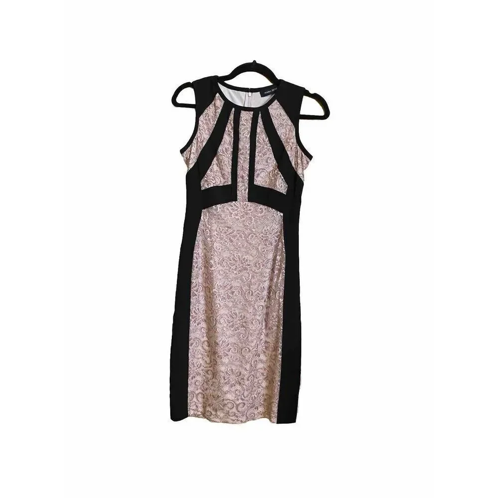 Ivanka Trump Dress Womens 2 Pink Black Sleeveless Metallic - Picture 1 of 9